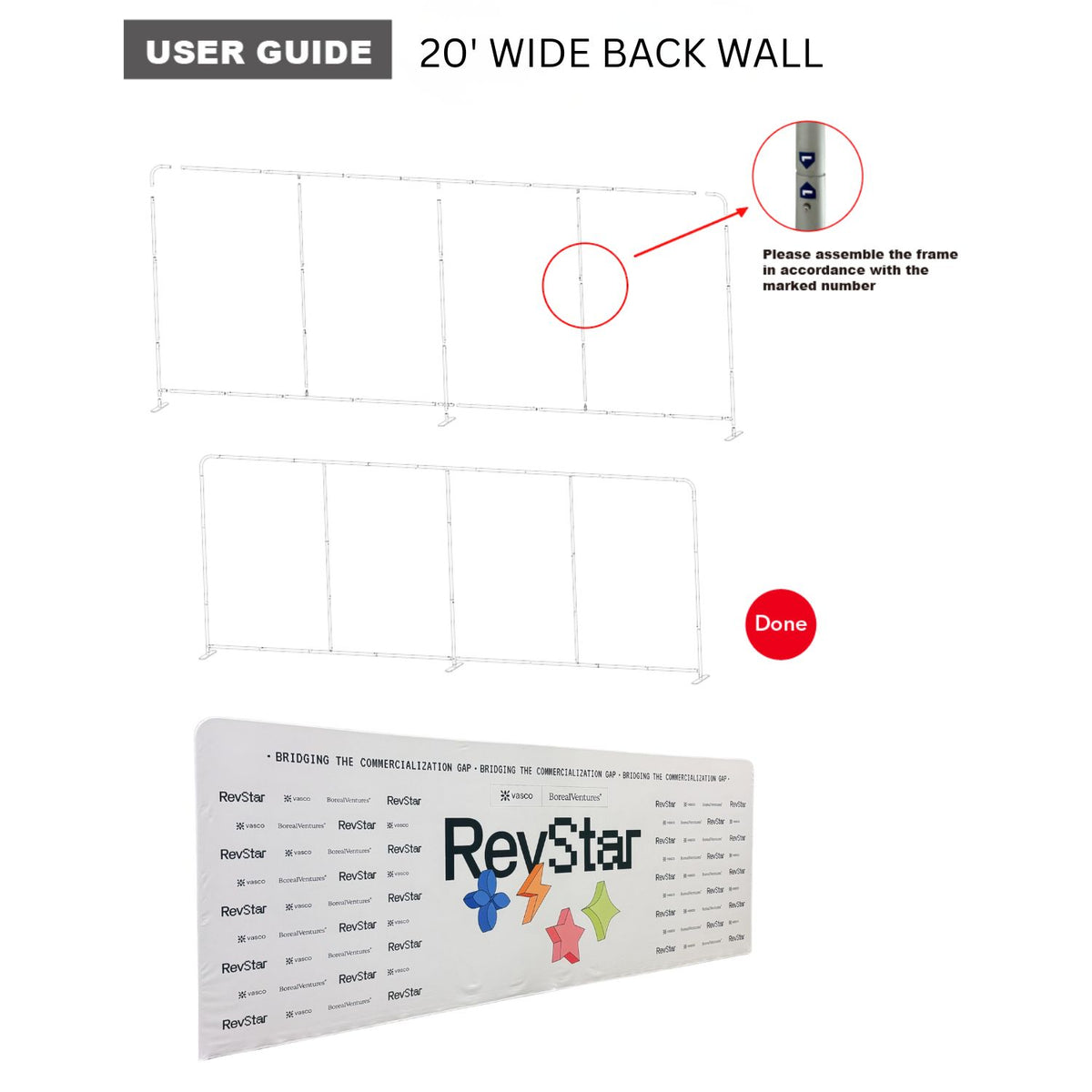 20'W x 8'H EuroFit Straight Wall Hardware Only, Frame and Carry Case. Graphics are not included