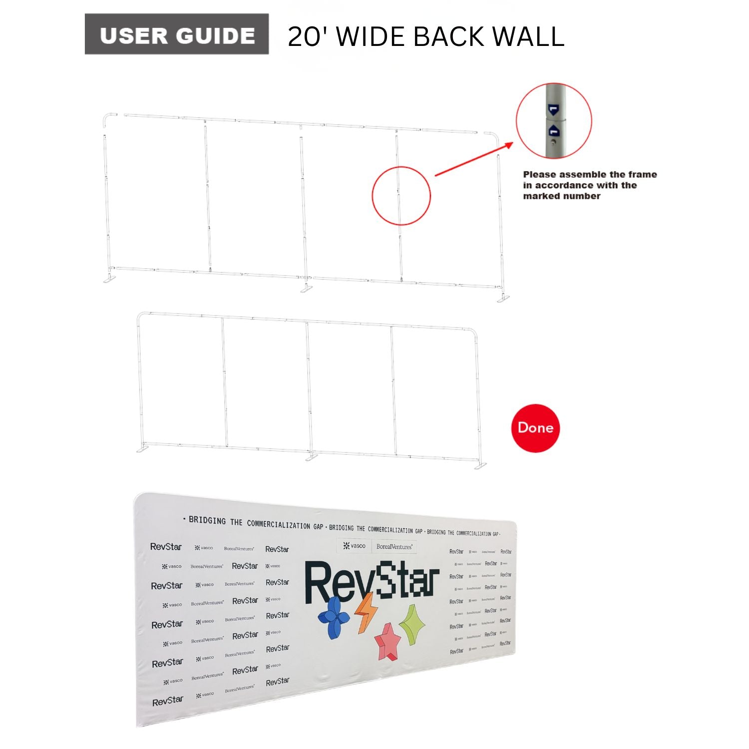 20'W x 8'H EuroFit Tension Fabric Straight Wall Display Kit, Double Sided Graphics, NO SETUP CHARGE