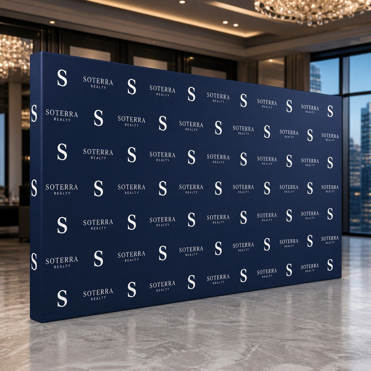 15' Straight Wall Tension Fabric Pop-up Display Kit with Wrap End Caps, Superior Block Out Fabric