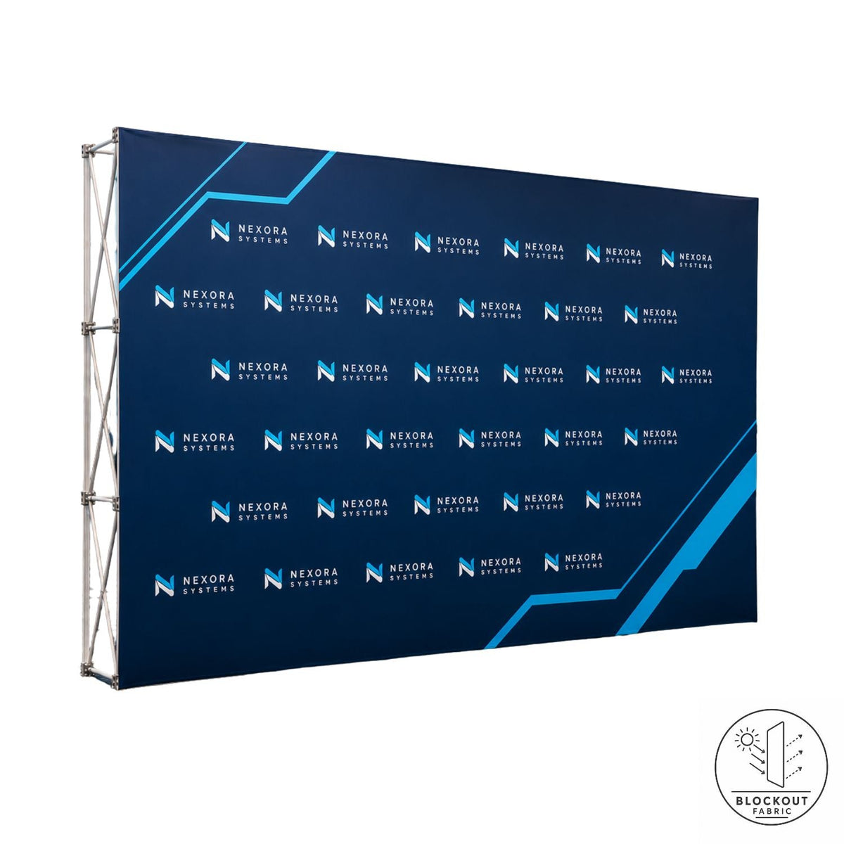 15' Straight Wall Full Height Tension Fabric Pop-up Display, Superior Block Out Fabric, NO SETUP