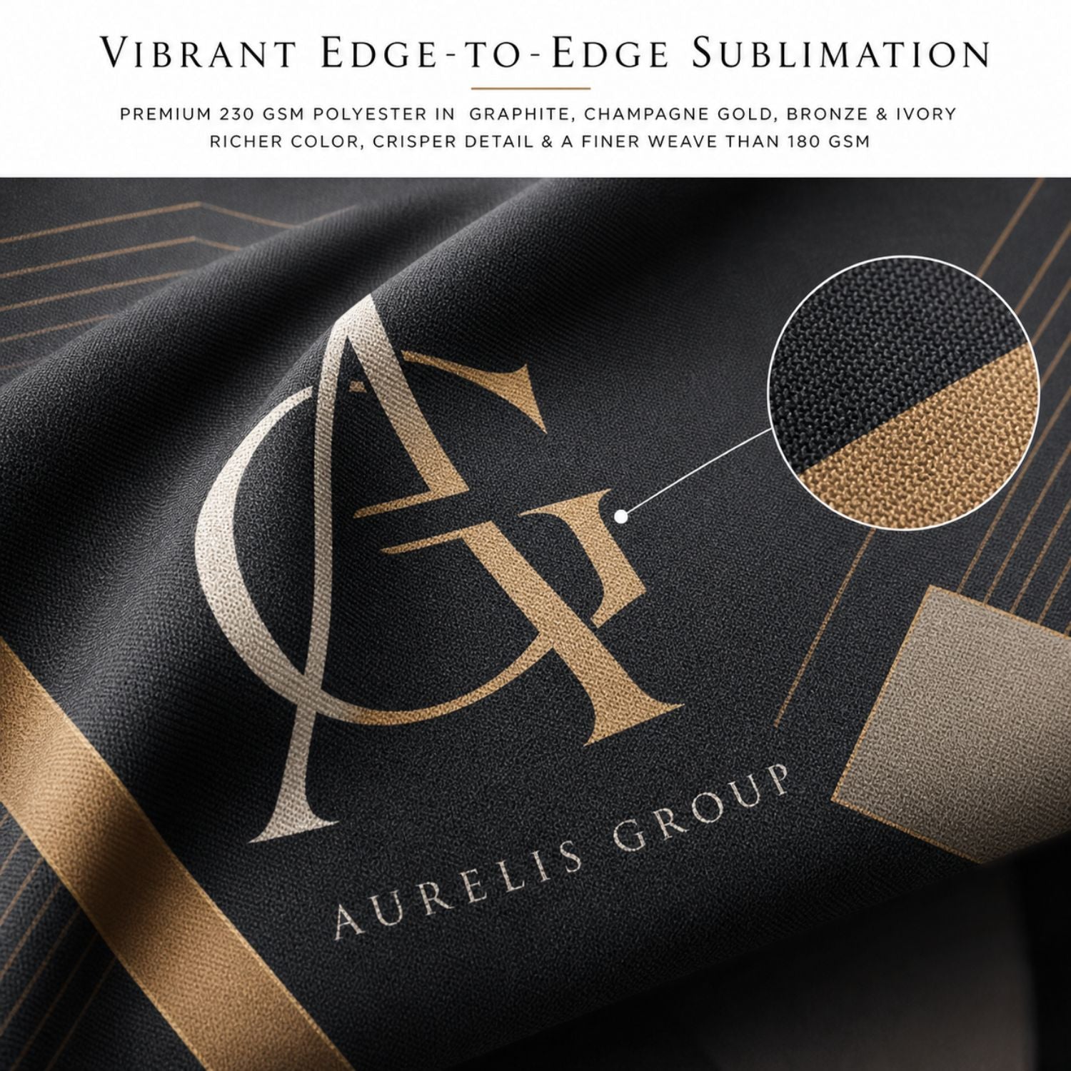 Sublimated PREMIUM Table Cloth for 8' Table, Drape Style, 3 sided, Open Back, Rounded corners