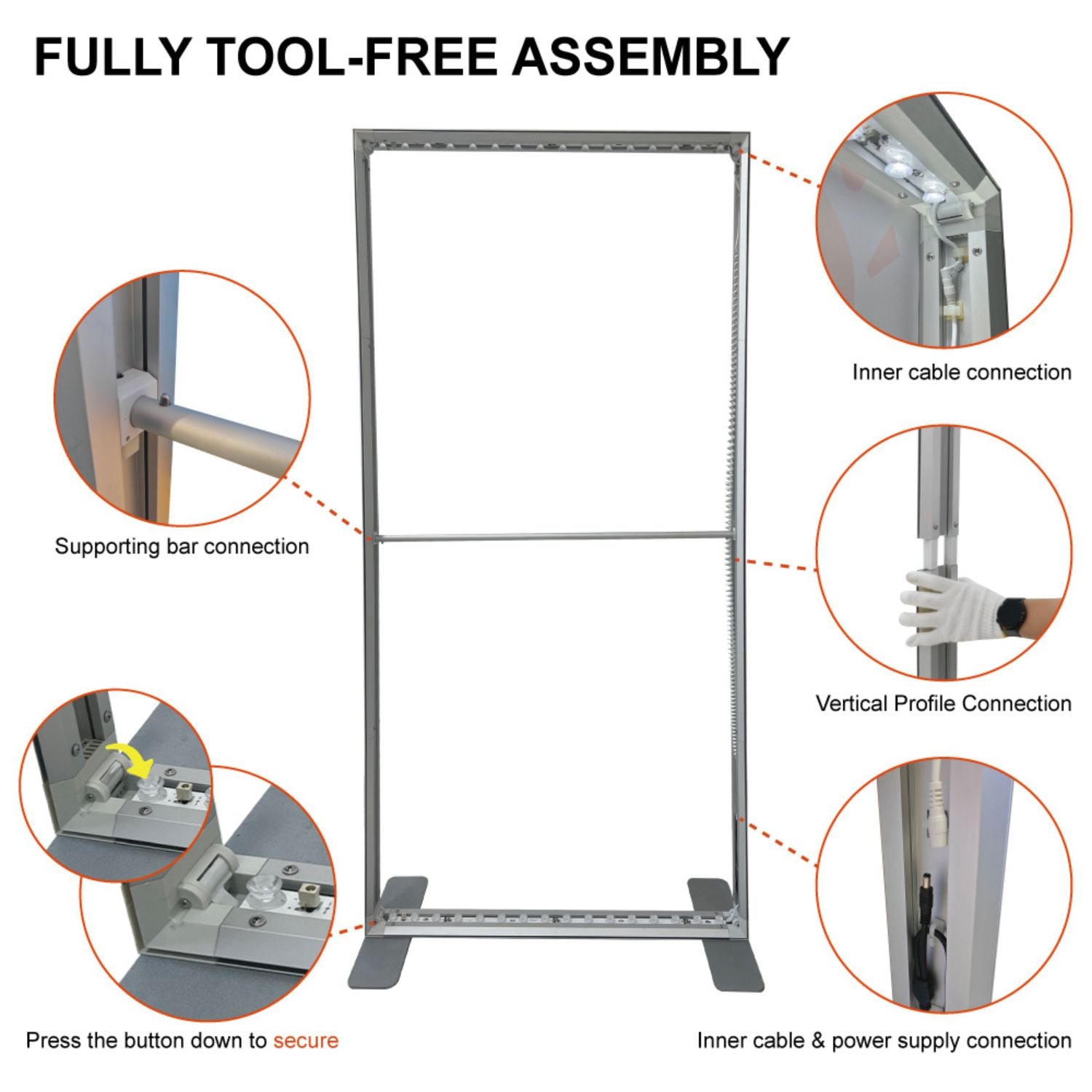 Hardware only for Backlit LED Light Box SEG Floor Display Banner Kit, 40"x80"