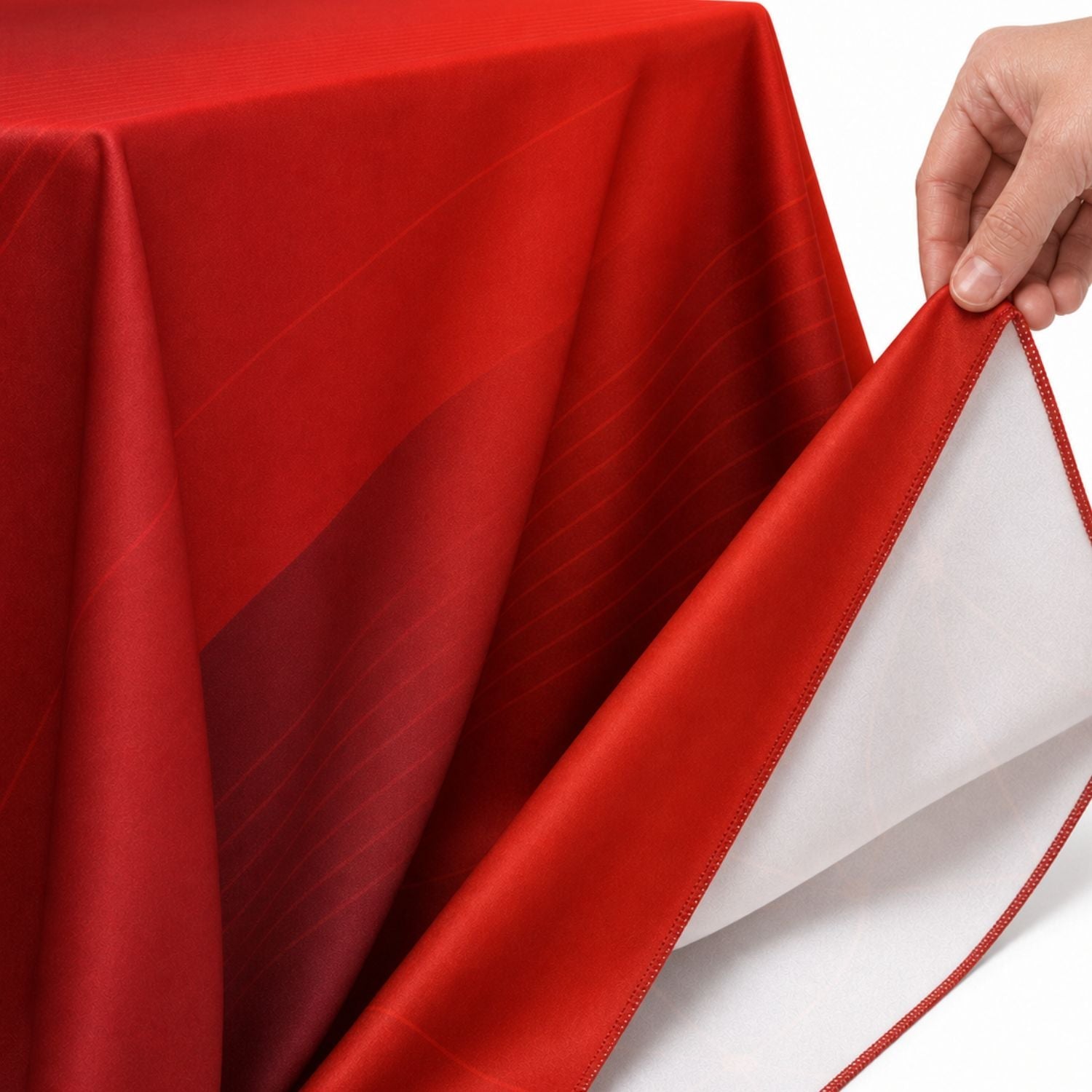 Sublimated PREMIUM Table Cloth for 6' table, Drape style, 4 sided, Closed Back, Rounded Corners