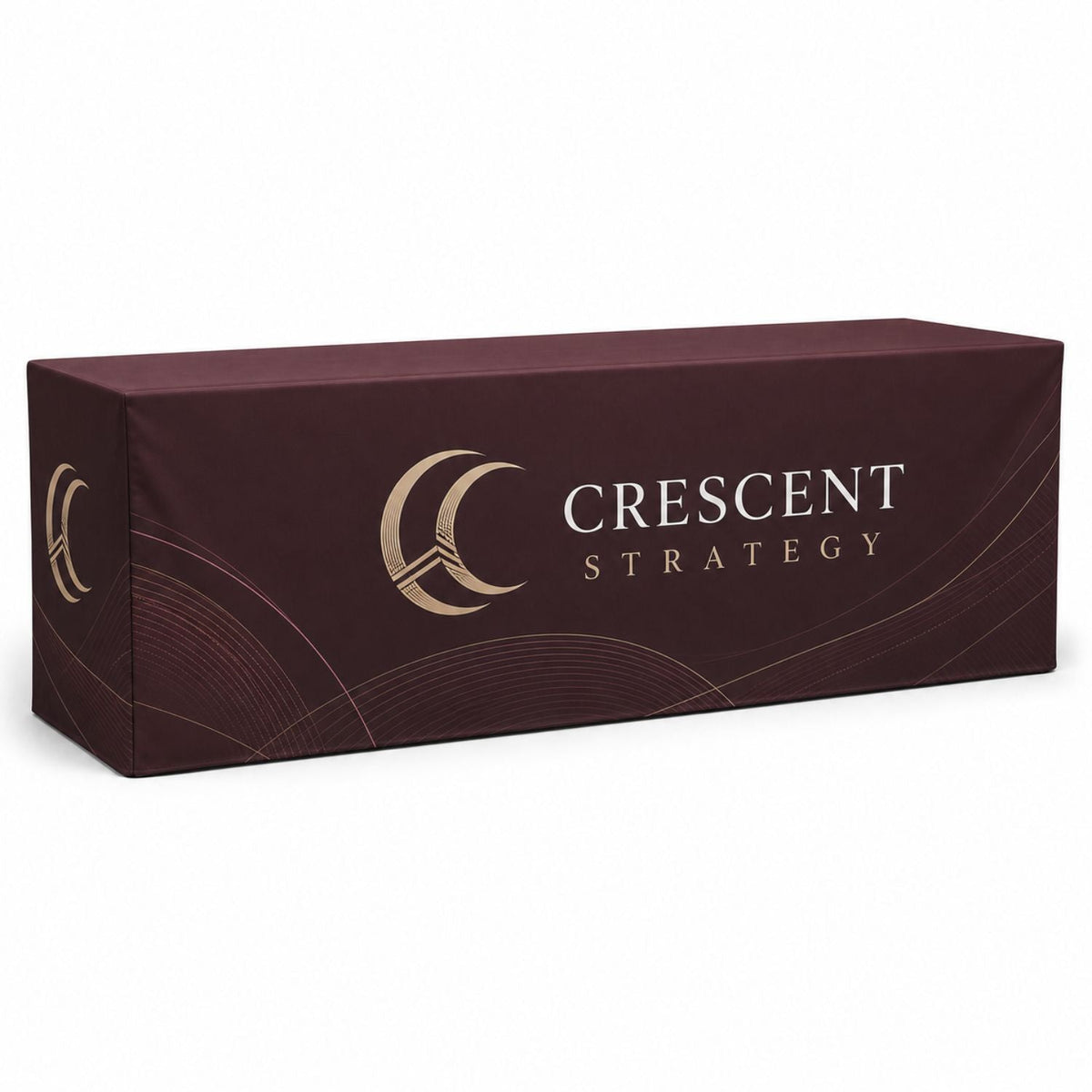 Sublimated PREMIUM Box Style Fitted Table Cloth, 8' Table, Premium Fabric, 4 sided, Closed back