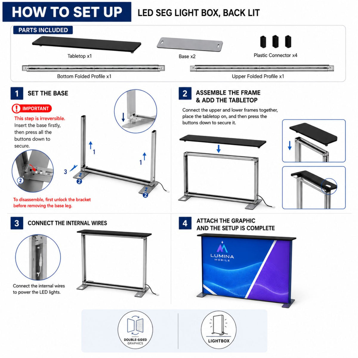 Hardware and bag only for Backlit LED Light Box SEG Floor Counter, Podium kit