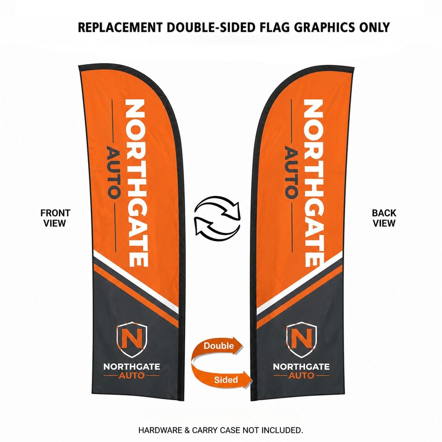 Drapeau de rechange pour kit de drapeau plume de 3 m, graphisme couleur recto verso