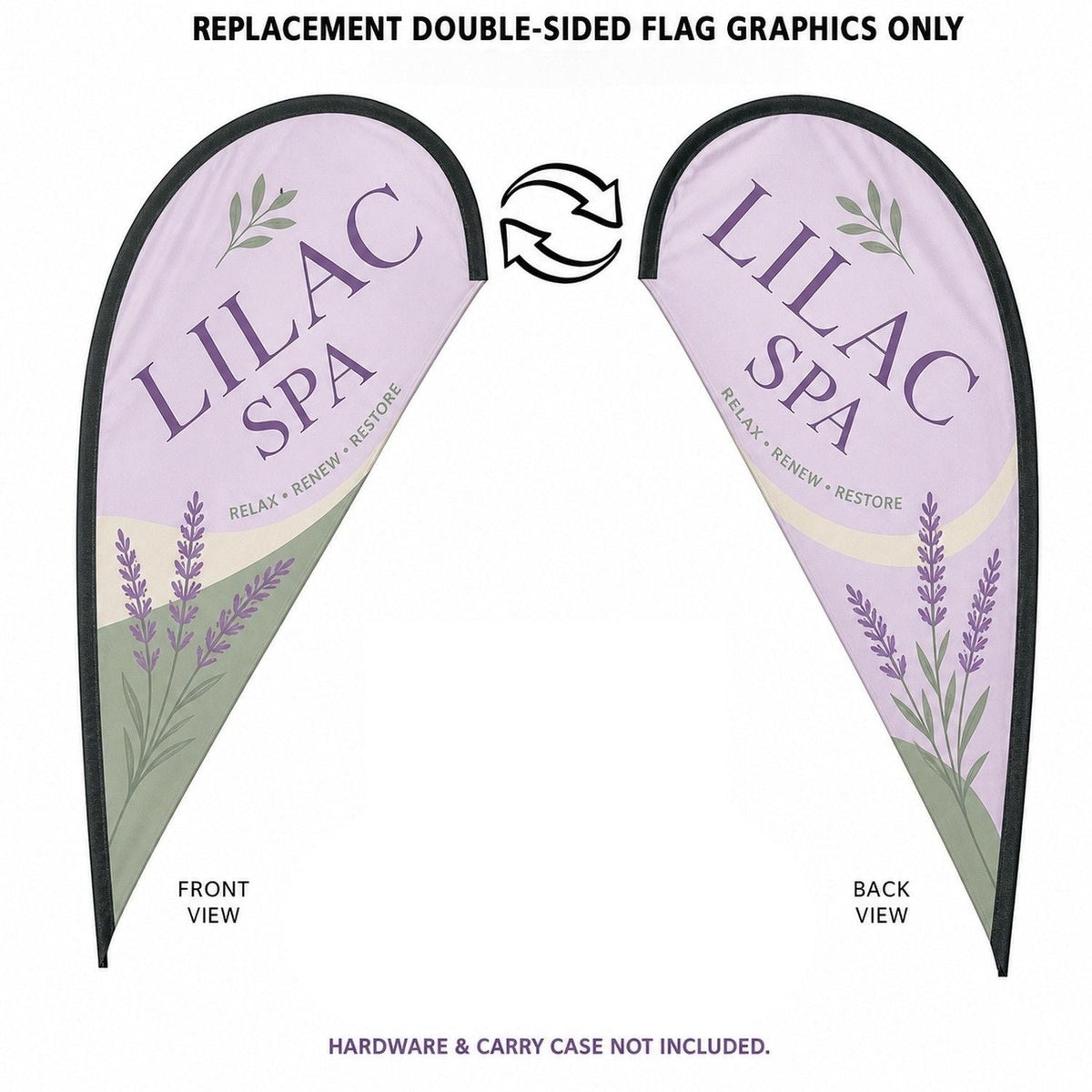 Drapeau de rechange pour kit drapeau goutte d'eau 9' petite taille, graphiques en couleur double face