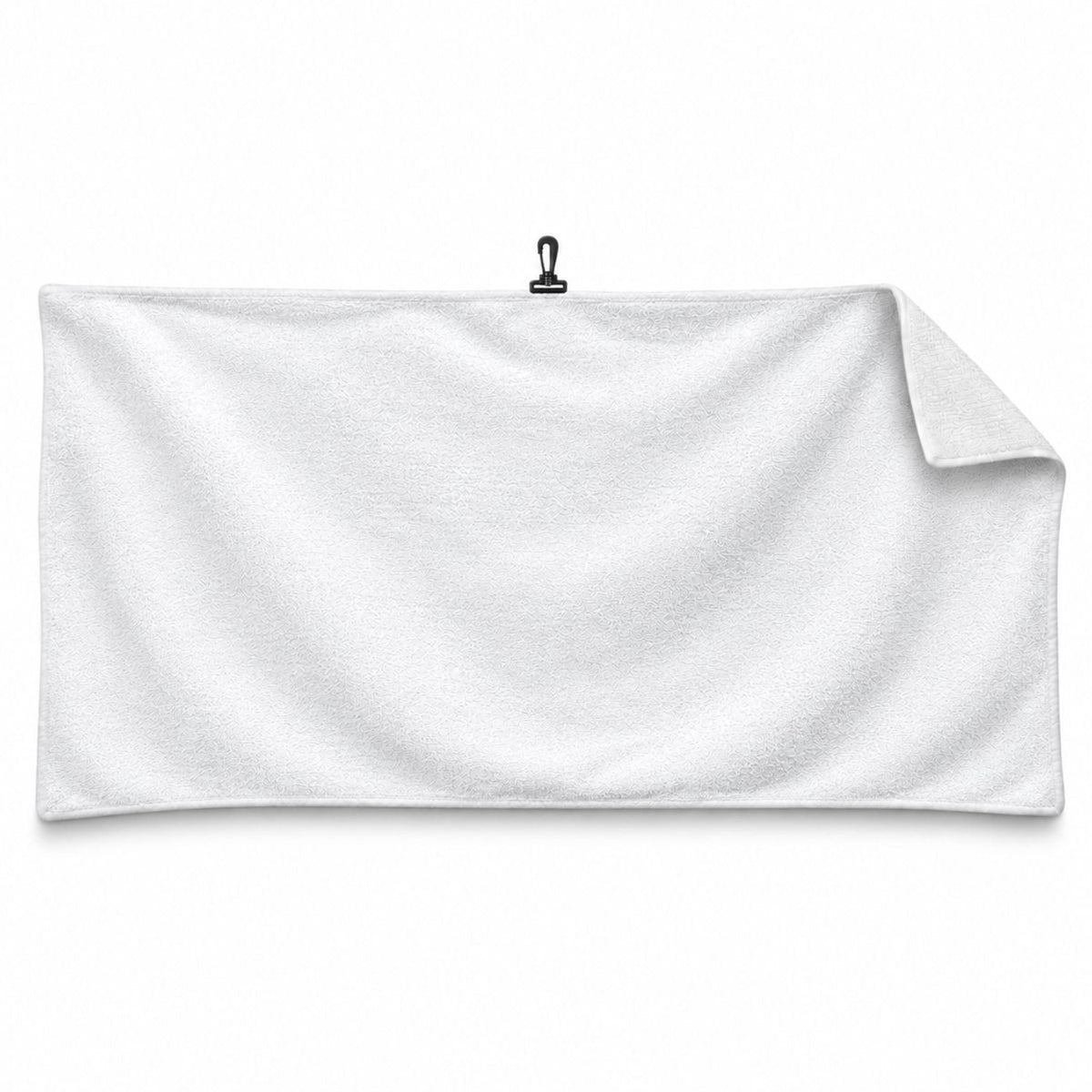 Toalla de golf extragrande de microfibra Dri-Lite Terry, 20x40, con gancho giratorio negro, solo en blanco