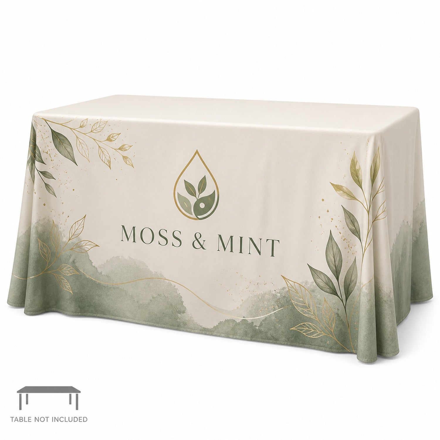 Sublimated Table Cloth for 4' table, Drape style, 4 sided, Closed Back