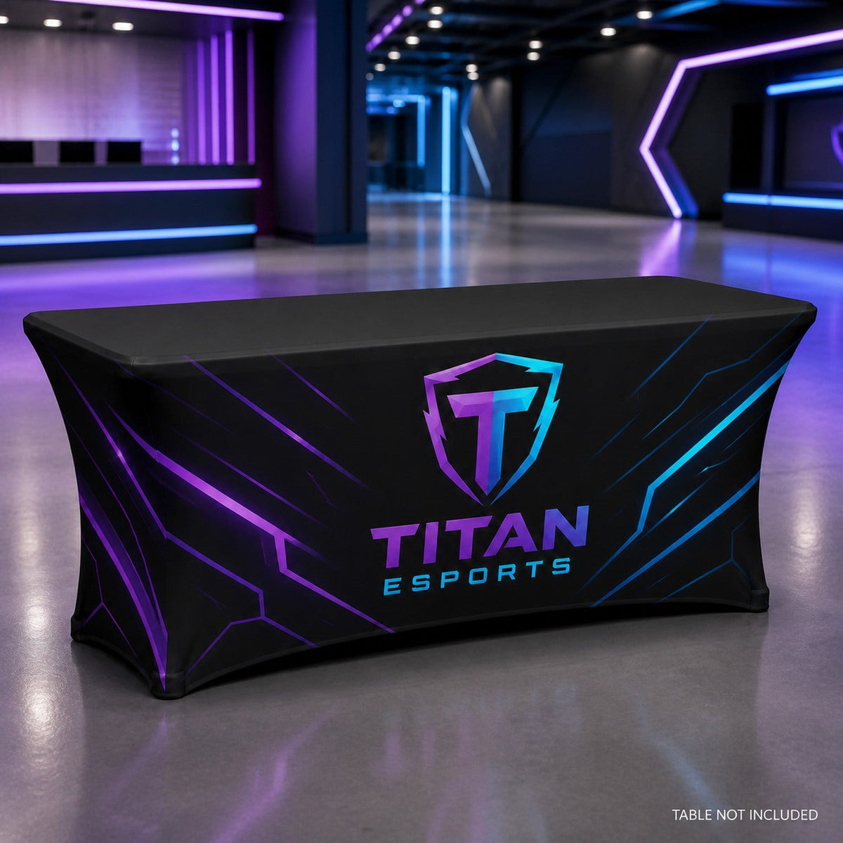 Sublimated Stretch Curved Fit Table Throw for 6ft table, 4 sided, Closed Back