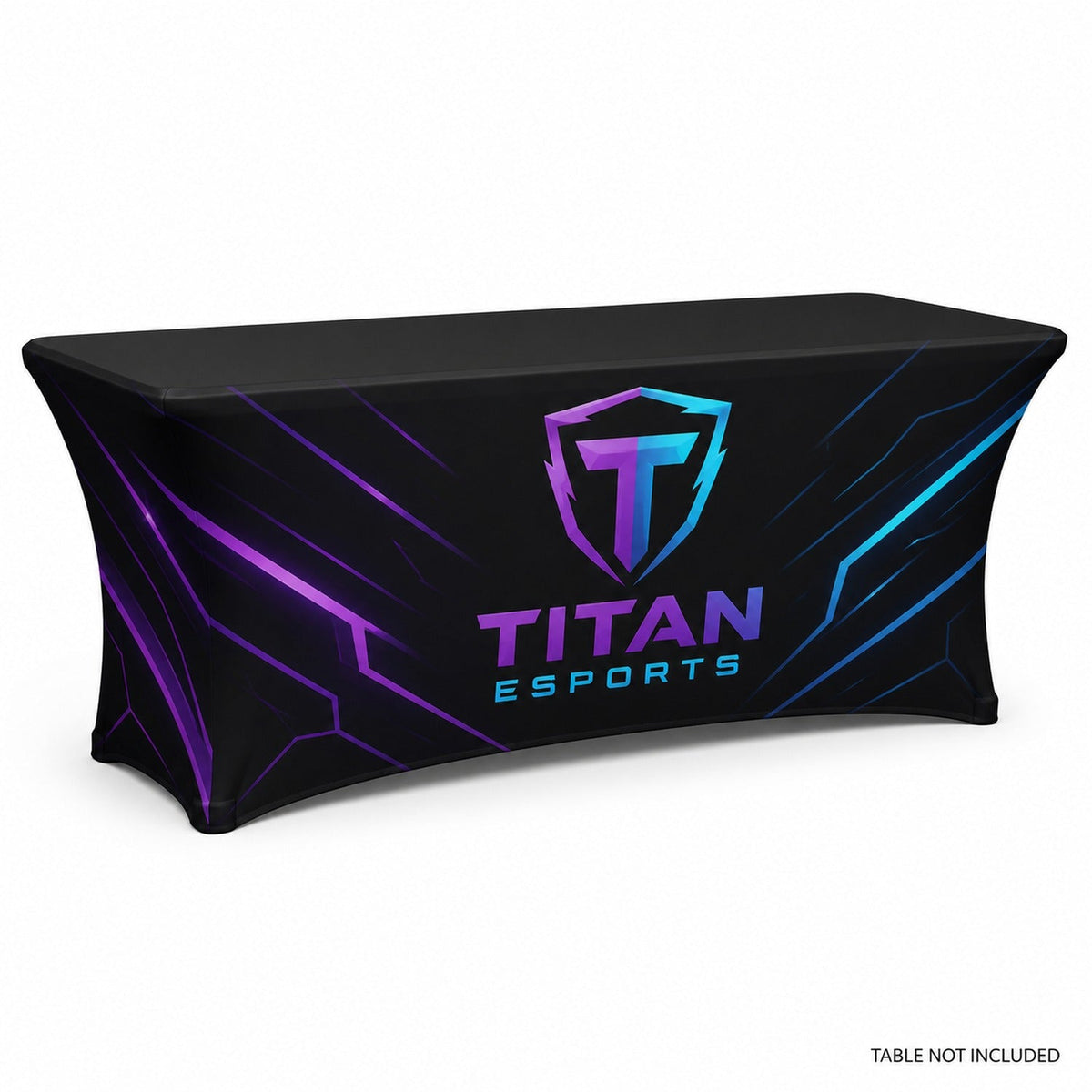 Sublimated Stretch Curved Fit Table Throw for 6ft table, 4 sided, Closed Back