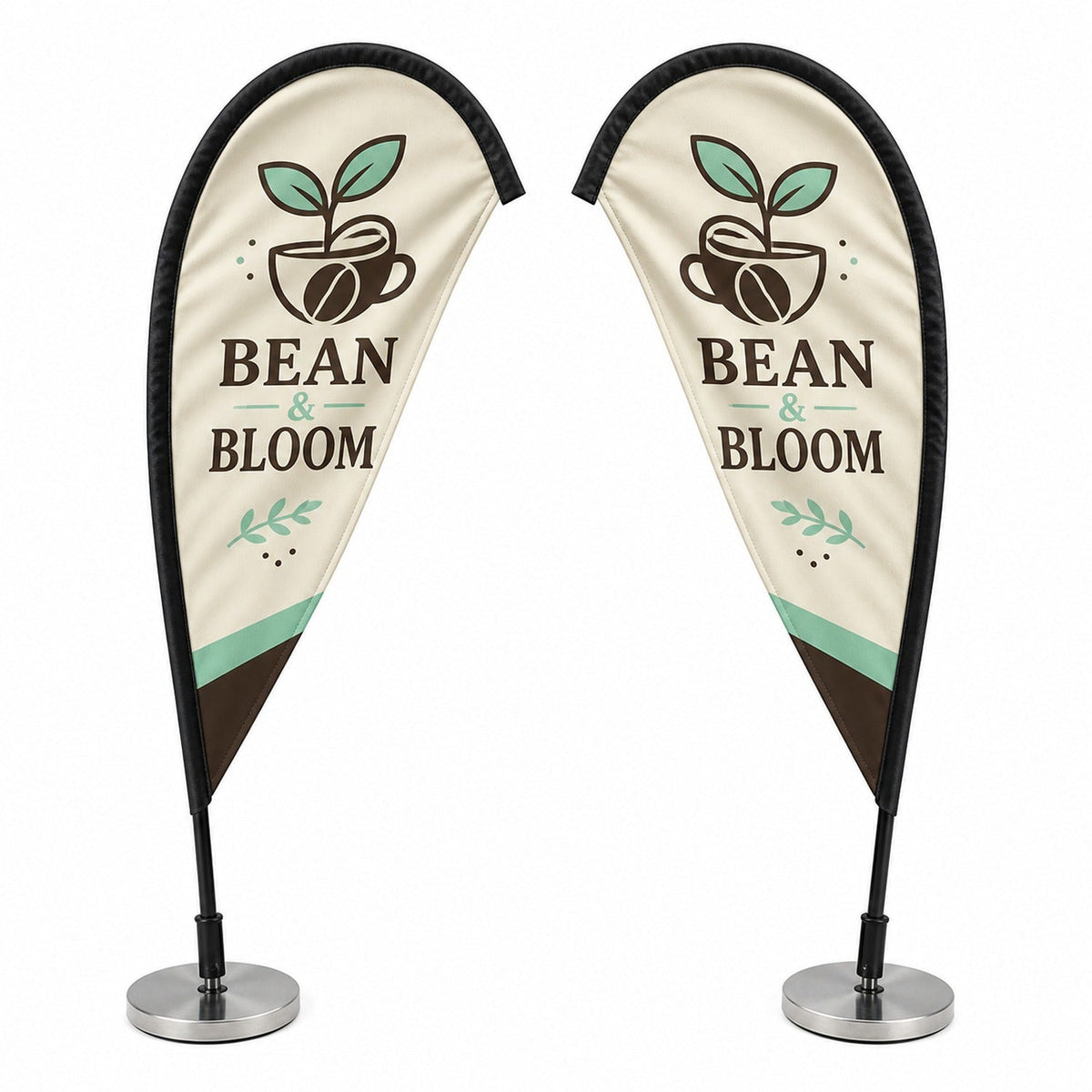 Table Topper Teardrop Sail Sign Flag, 20", Full Color Graphics two sides